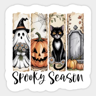Spooky Season Vintage Halloween Ghost Coquette Fall Pumpkin Sticker